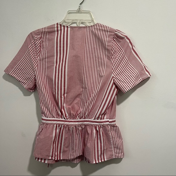 Madewell Ruffle-Hem Bold Stripe Feminine Wrap Top - Picture 11 of 14